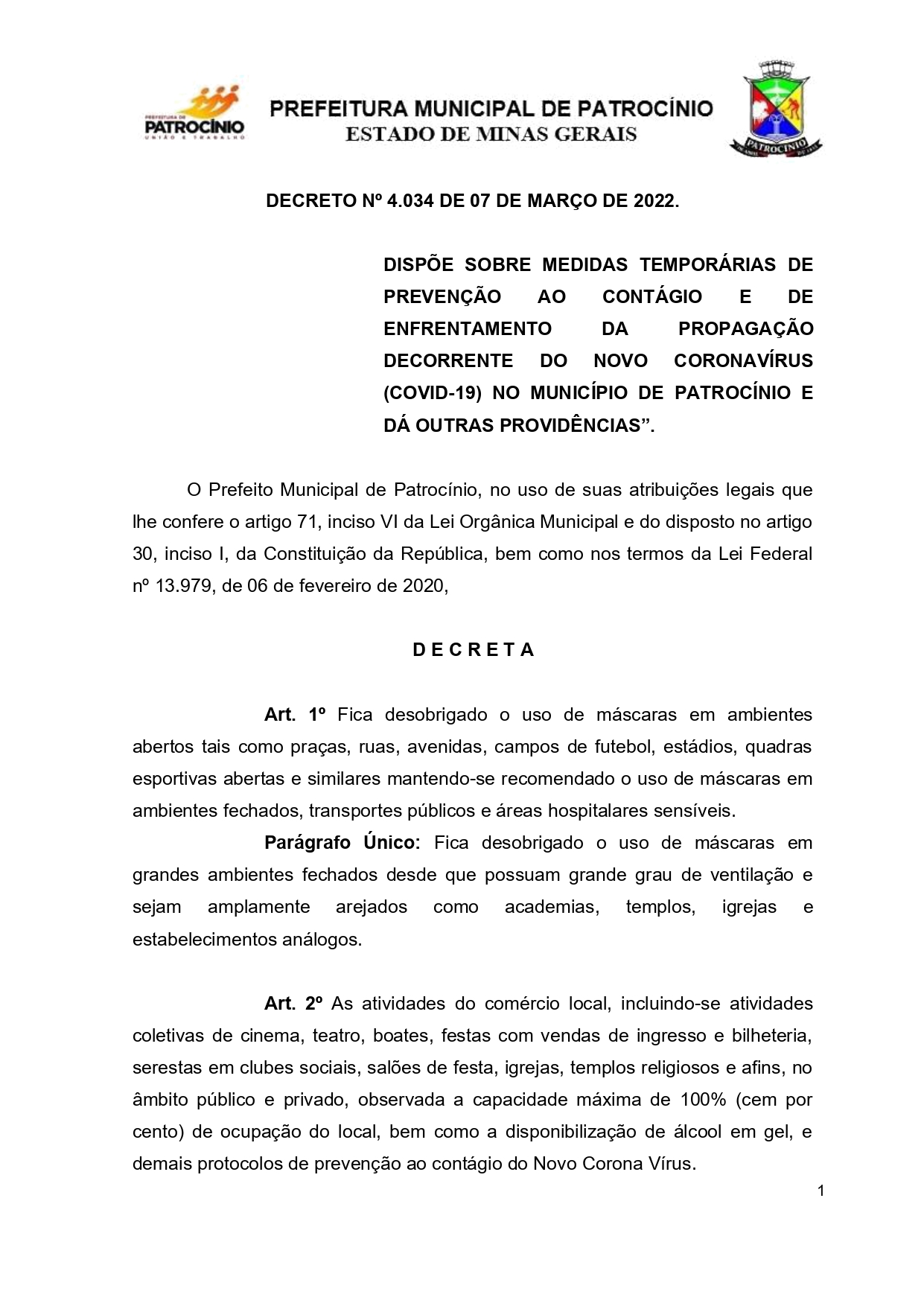 Decreto nº 4.034-2022 - COVID - prorroga os prazos covid até 28-03 page-0001