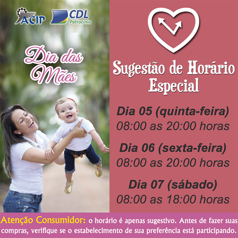 HORARIO ESPECIAL DIA DAS MAES site