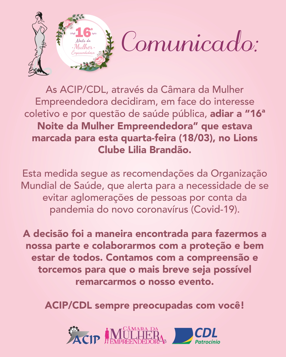 NOITE-DA-MULHER-ACIPCDL-COMUNICADO-ADIAMENTO-FEED